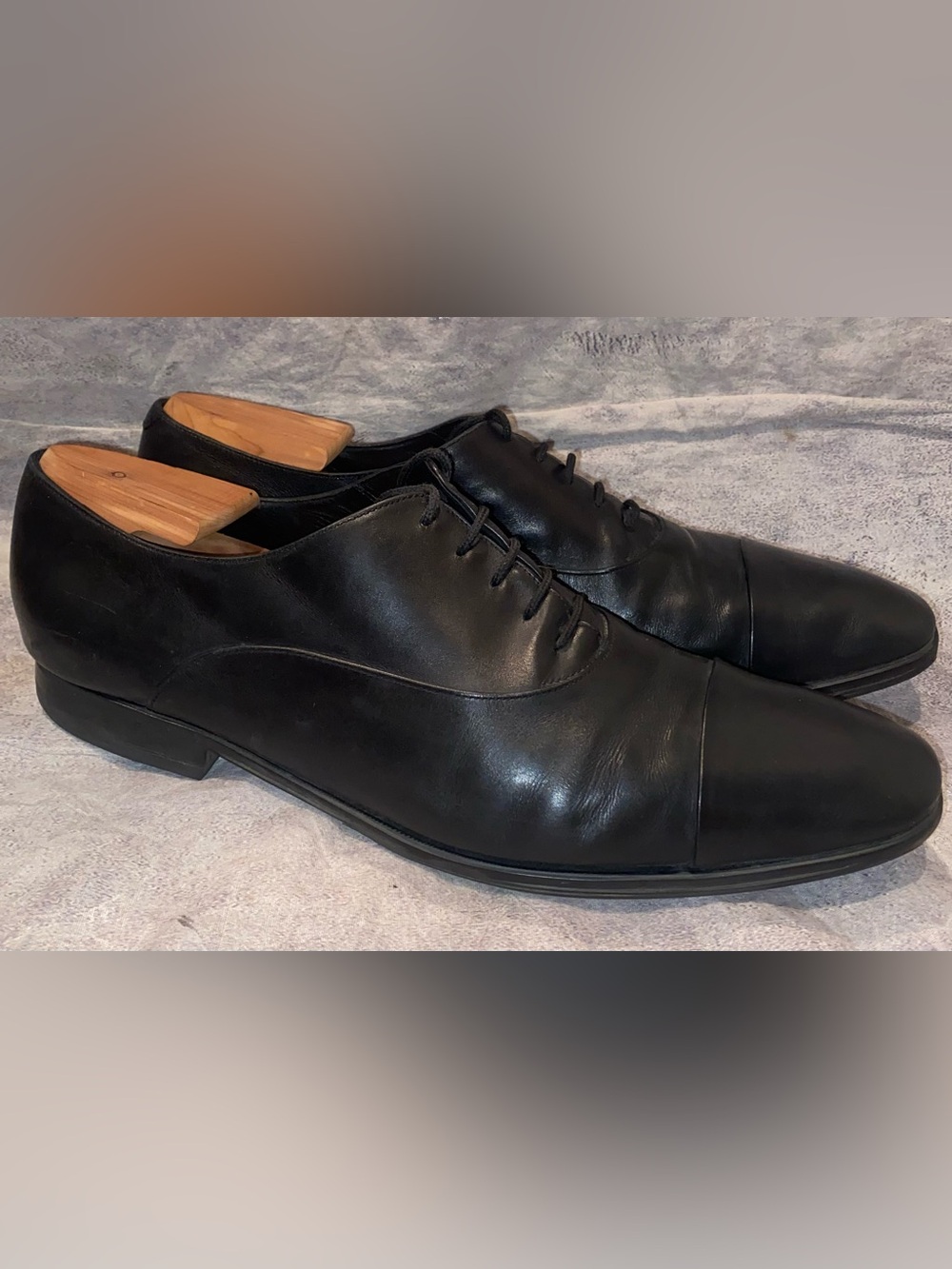 Ferragamo Rain Lux Black Leather Lace Up Oxford Derby Dress Shoes Work Office 12